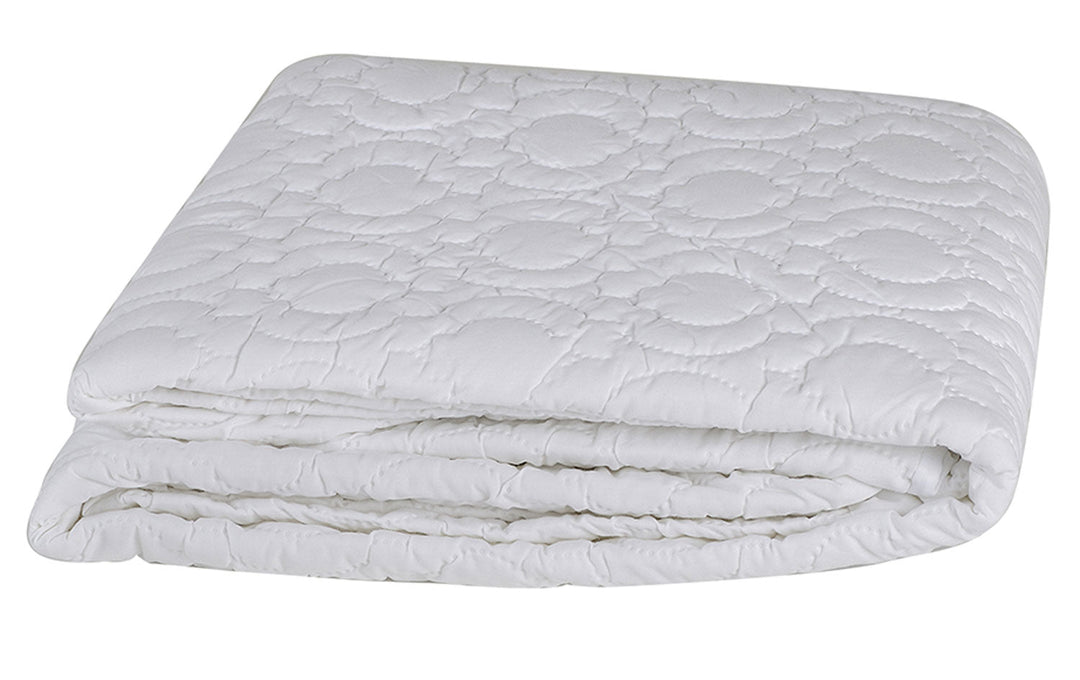 Quilted Brolly Sheets mattress protector in a folded position, showcasing its waterproof fabric and soft texture.