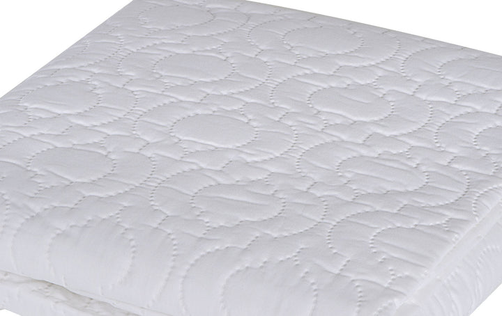 Quilted waterproof mattress protector by Brolly Sheets, showcasing a soft, protective layer for a mattress.