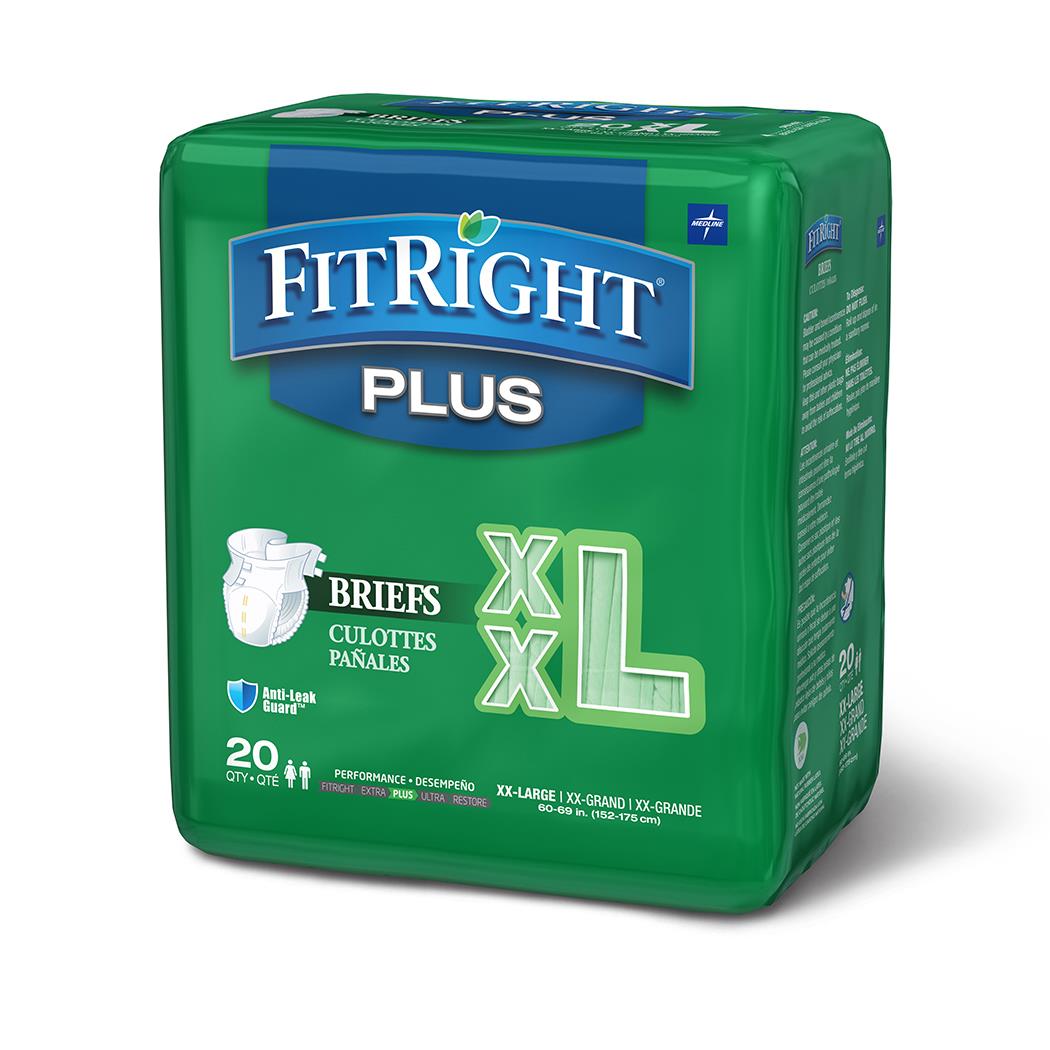 Medline FitRight Plus Brief Wrap in a box, featuring a comfortable design for continence care.