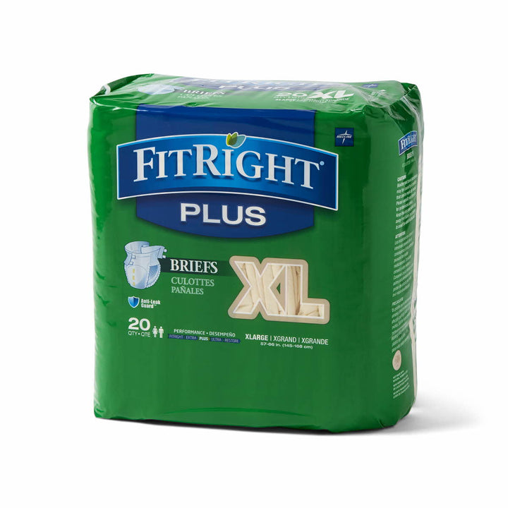Medline FitRight Plus Brief Wrap for continence care, featuring a soft, absorbent design with adjustable tabs.