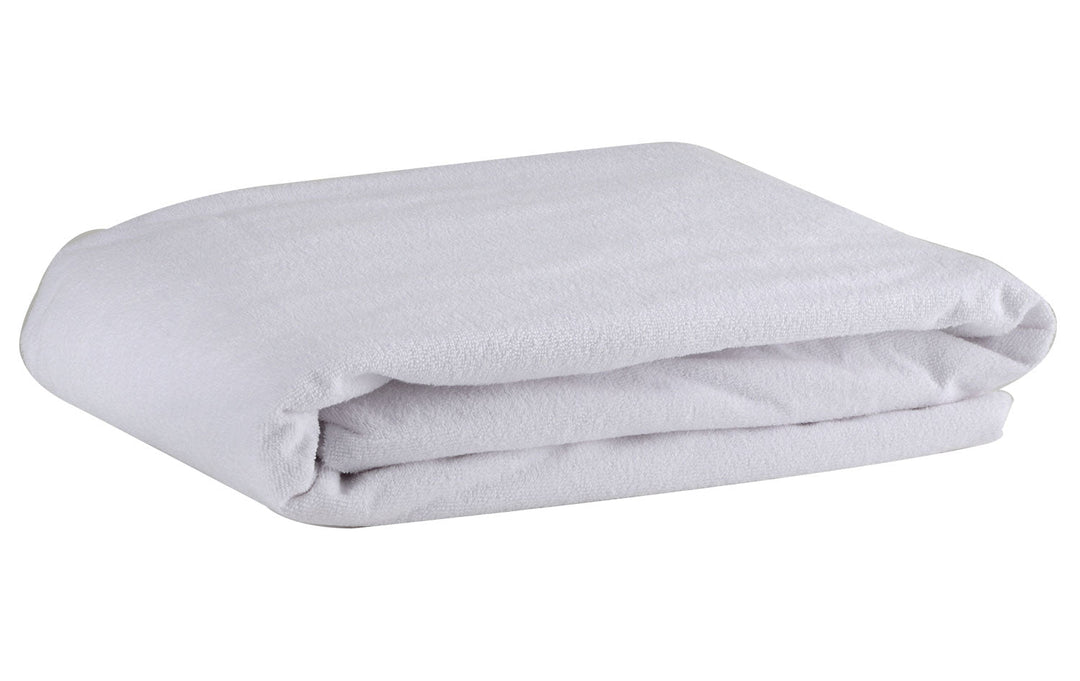 Folded Brolly Sheets waterproof towelling mattress protector in soft terry fabric, ideal for bed protection.