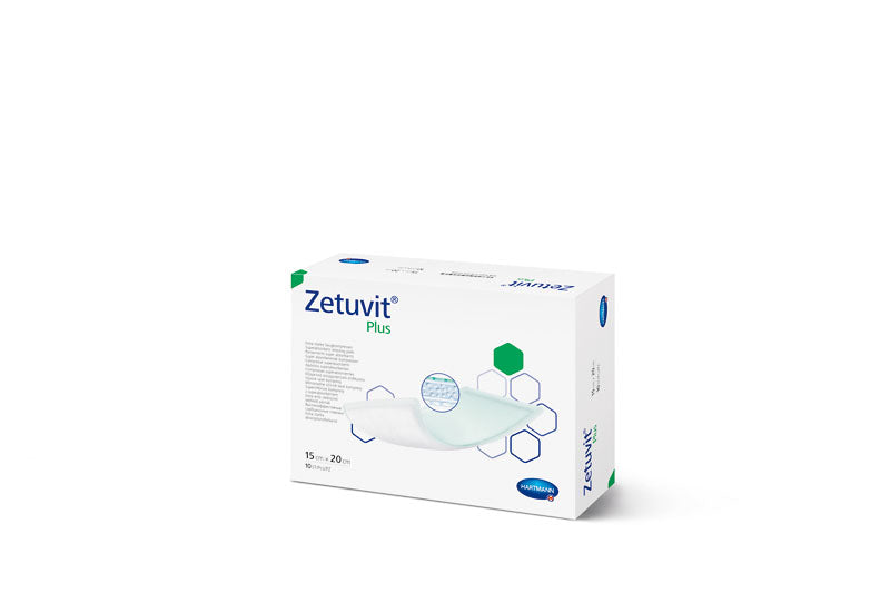 Zetuvit Plus wound care dressing 15x20cm by MoliCare, featuring a soft, absorbent pad for effective wound management.