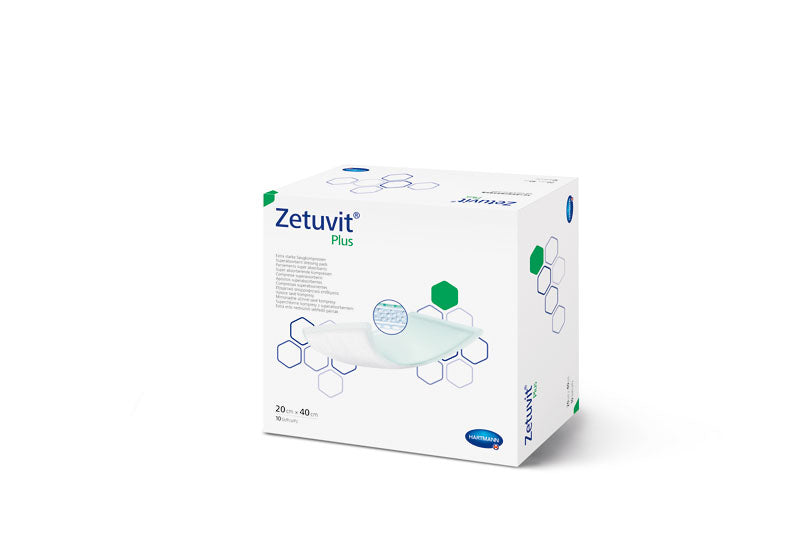 Zetuvit Plus wound care dressing by MoliCare, 20x40cm, featuring a soft, absorbent surface for effective healing.