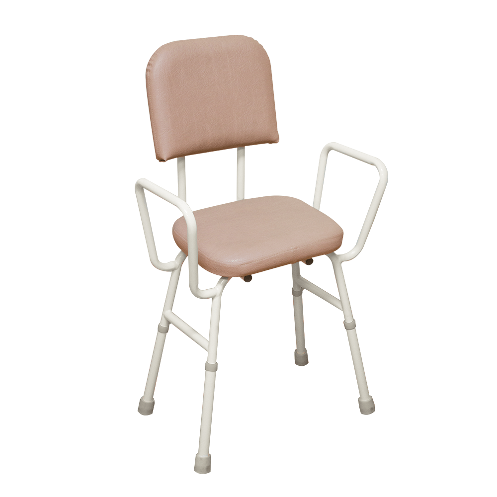 Aspire kitchen perching stool in champagne color, featuring a sleek design and comfortable seating for kitchen or dining use.