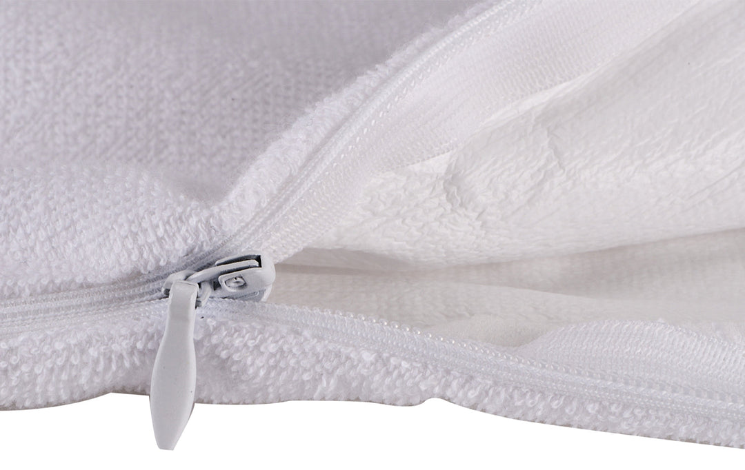 Brolly Sheets waterproof terry towelling pillow protector with a zip, designed for Manchester bedding.