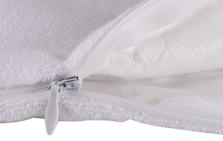 Brolly Sheets waterproof terry towelling pillow protector with a zip, designed for Manchester bedding.