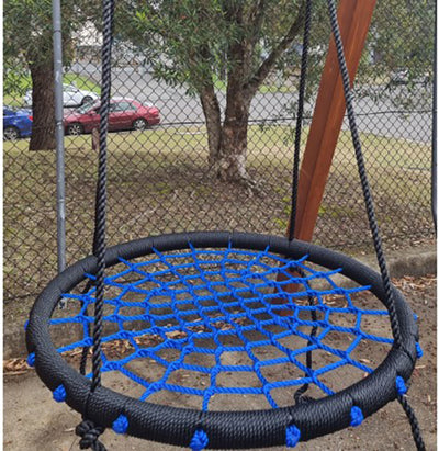 Nest Swing Round BLACK/BLUE With Ropes (sensory swing)